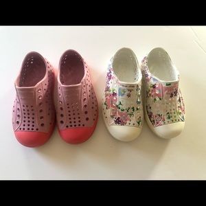 Native Jefferson Rubber Slip On Shoes size C7 Pink and multi colored Flowers